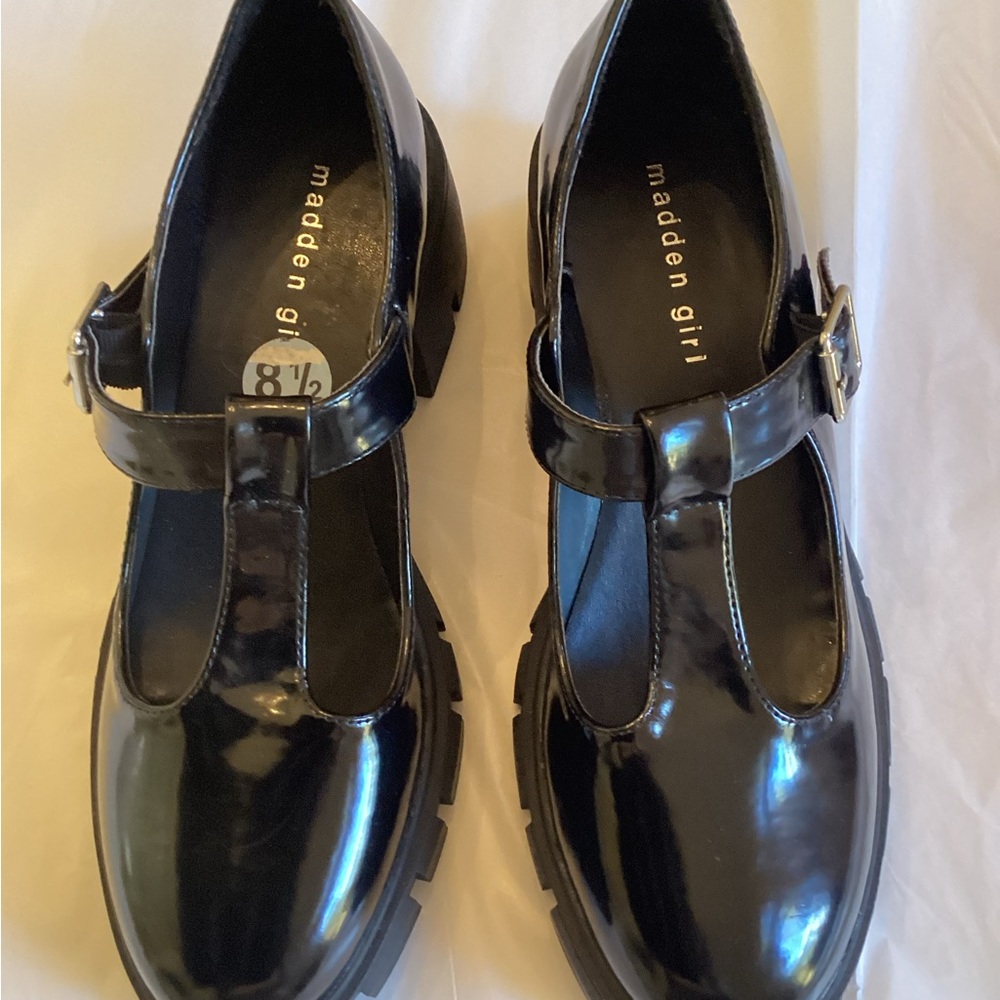 Madden Girl Black Patent Mules